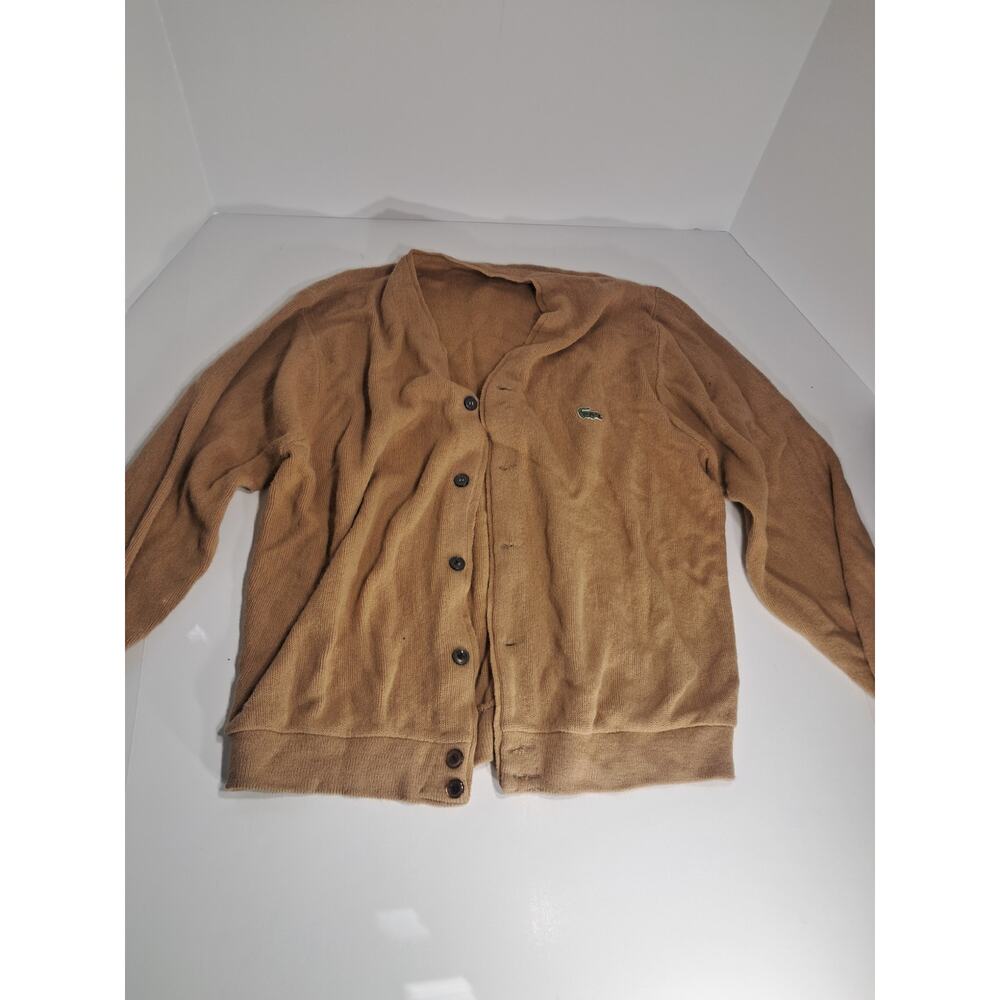 Vintage Izod Lacoste Cardigan Sweater Tan Size S
